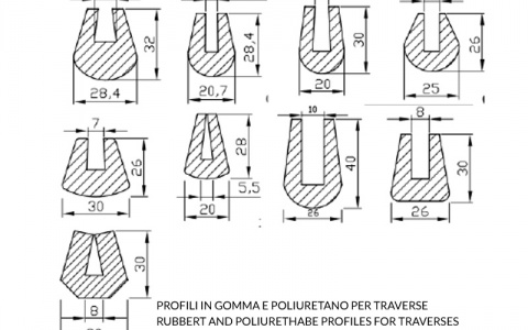 Rubbert and poliurethabe profiles for traverses